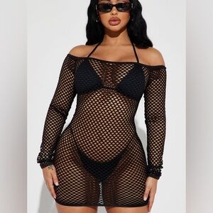Fashion Nova Black Fishnet Coverup